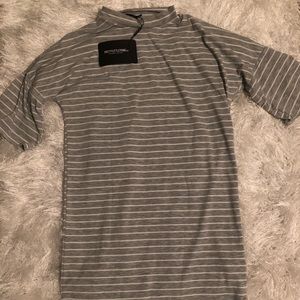 Grey striped oversized t-shirt dress
